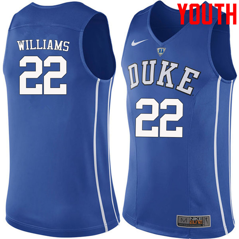 Youth #22 Jason Williams Duke Blue Devils College Basketball Jerseys-Blue - Click Image to Close
